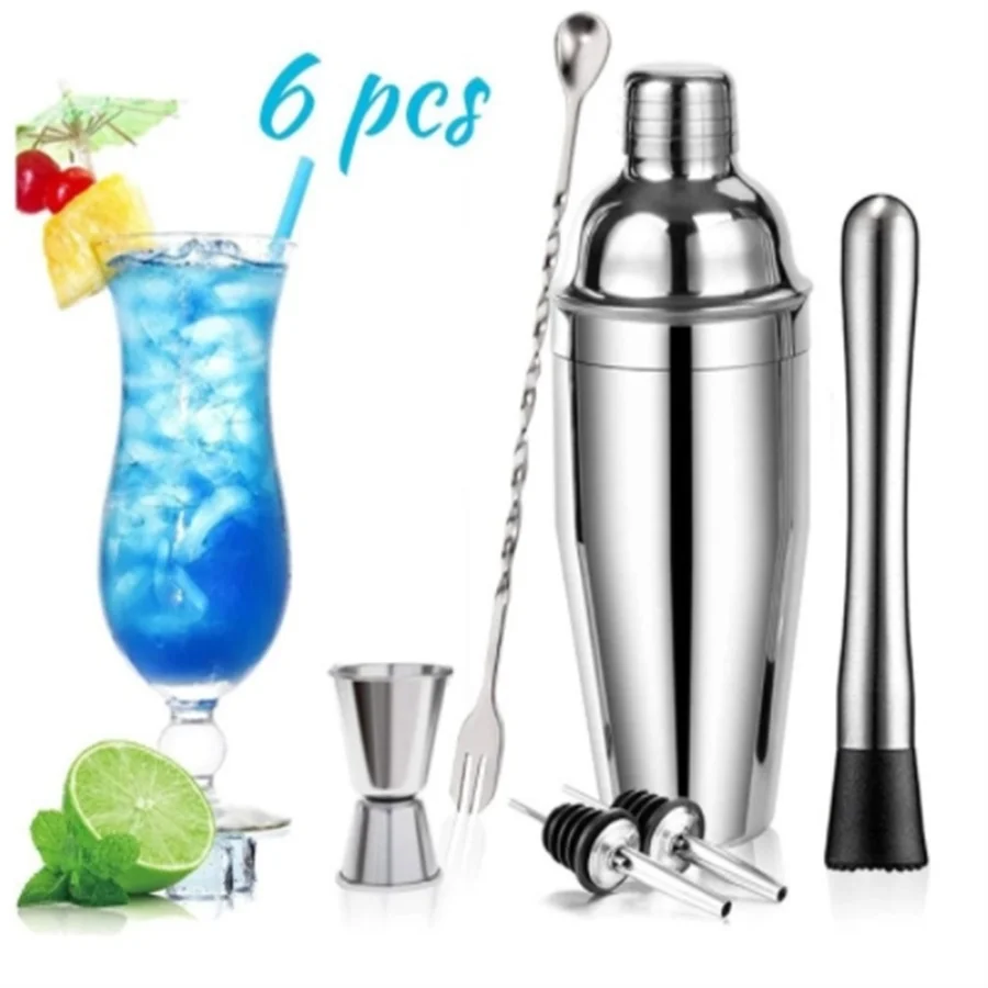 6pcs stainless steel cocktail shaker six-piece set three-stage cocktail shaker
