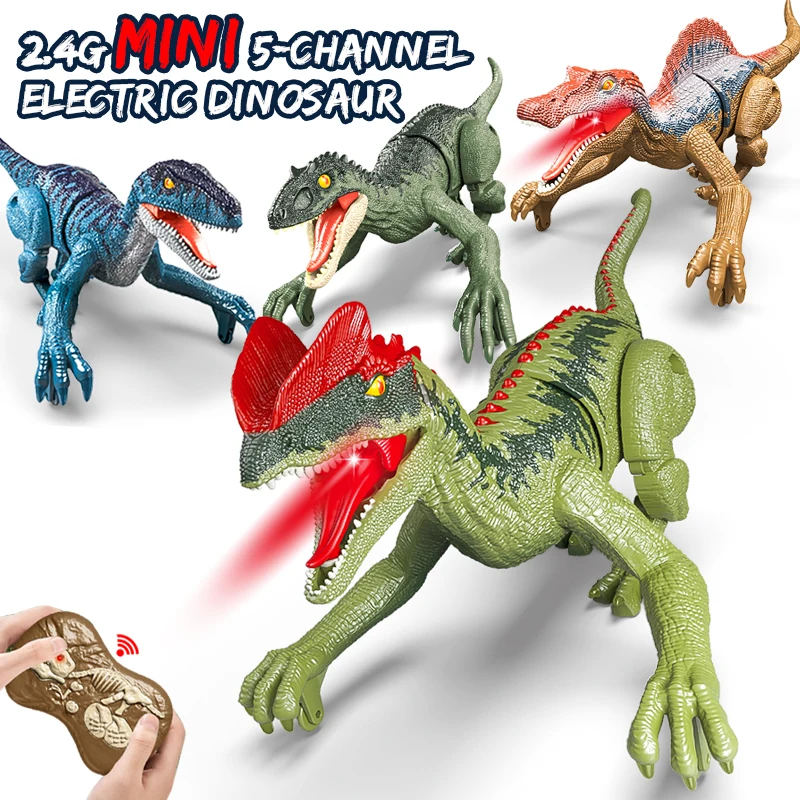 Laser Tracking RC Dinosaur Toys for Kids Remote Control Robot Verisimilitude Sound Spray for Kids Boys Girls Children's Gifts