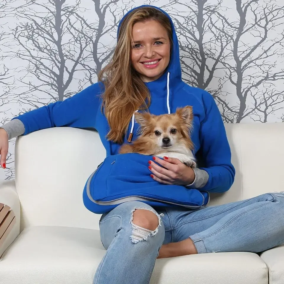 

2023 Winter Women Hoodies Carry Pet Pocket Sweatshirt Pouch Hood Tops Cat Dog Keep Warm Breathable Hooded Bags Cats Supplies