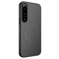 Luxury Matte Magnetic Wireless Charging Carbon Fiber Armor Case for Sony Xperia 5 III (Gray)