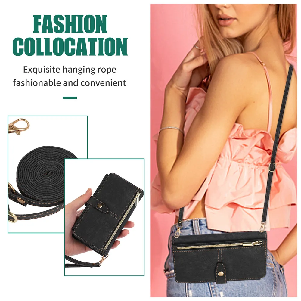 Luxury Leather Flip Wallet Case with Multi 9-Card Slot and Zipper Etui