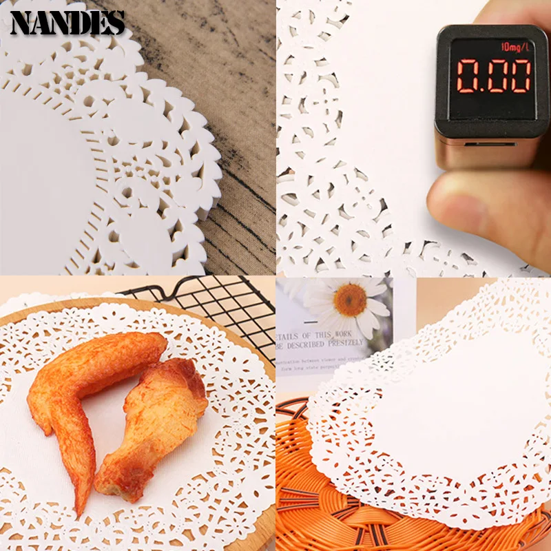 150Pcs Kitchen Fried Food Special Flower Bottom Paper Oil-absorbing Paper Baking Cake Pizza Snack Round Household Lace Paper Pad 5