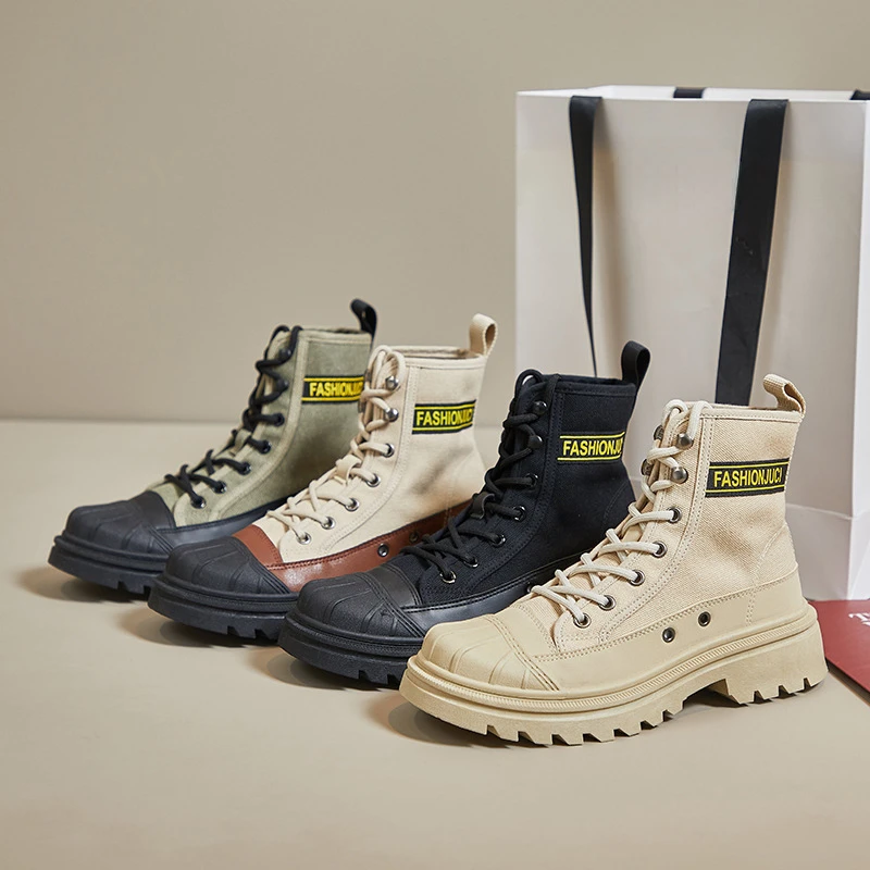 Platform Women's Boots 2023 Autumn New High Top Canvas Boots Women's High-quality Mountaineering Boot Lace Up High Casual Shoes