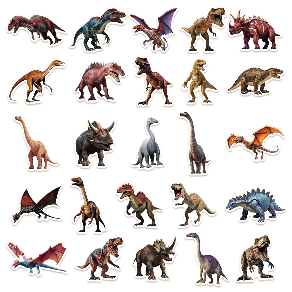 Self Adhesive Stickers Vinyl Stickers 50pcs Ins Style Realistic Dinosaur Series Graffiti Stickers Helmets Desktop Wall Decoration DIY Sticker Pack