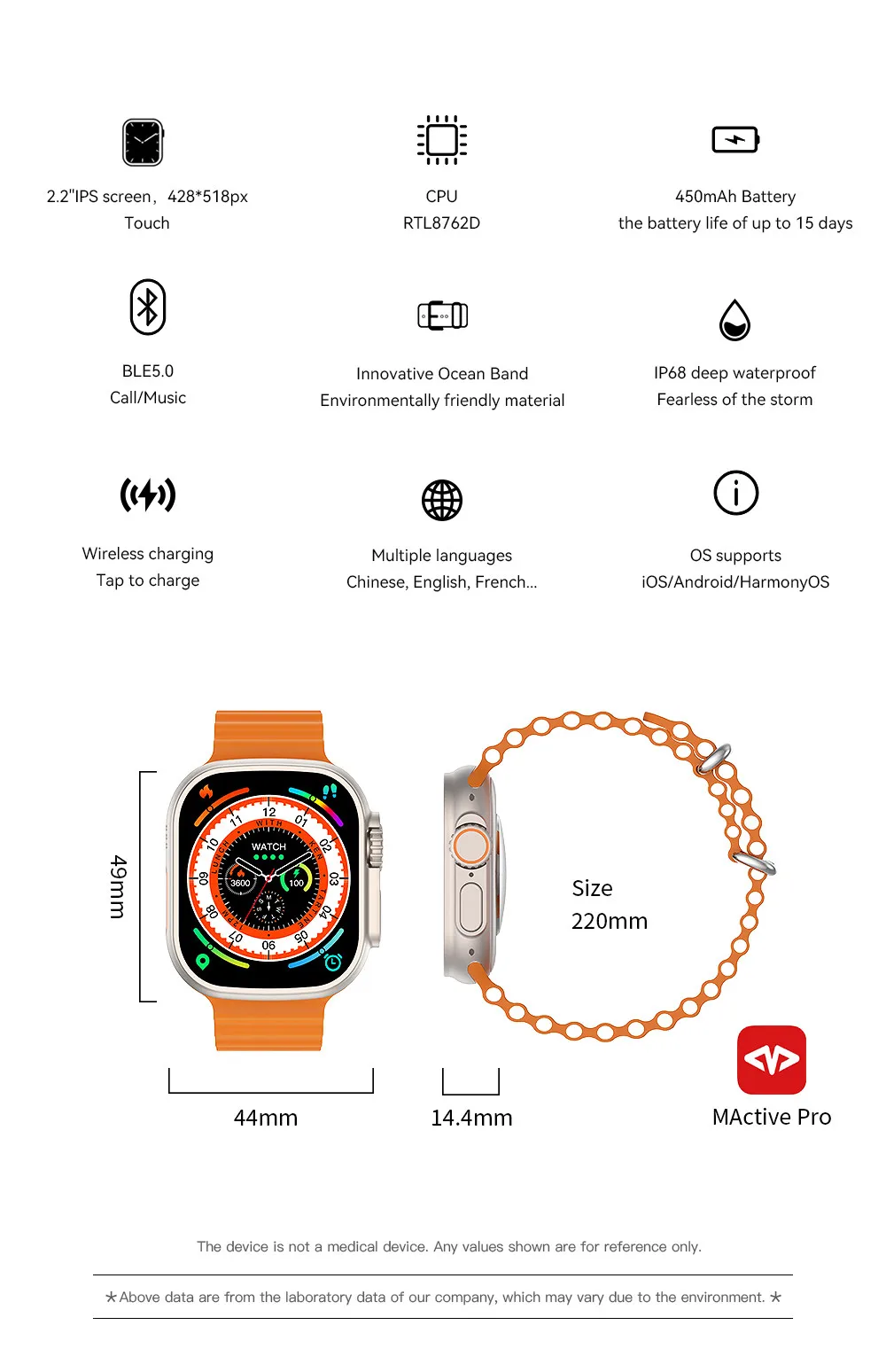  ȭ GPS IWO ø 8 SmartWatch 2020 Ʈ ġ Ʈ W68 + ÷ Ʈ 49mm W68 Ʈ  ƽ