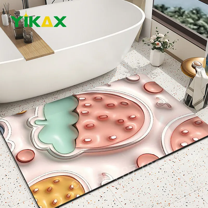 

Bathroom Bath Mat 3D Illusion Anti-Slip Non-Slip Carpet Bedroom Living Room Rug Shower Foot Pad Kitchen Home Entrance Doormat