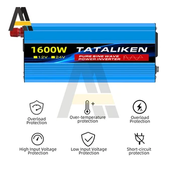 Inverter a Onda Sinusoidale Pura 12V a 220V 1600W/3000W con Display Digitale e Bassa Rumorosità per Auto e Uso Domestico