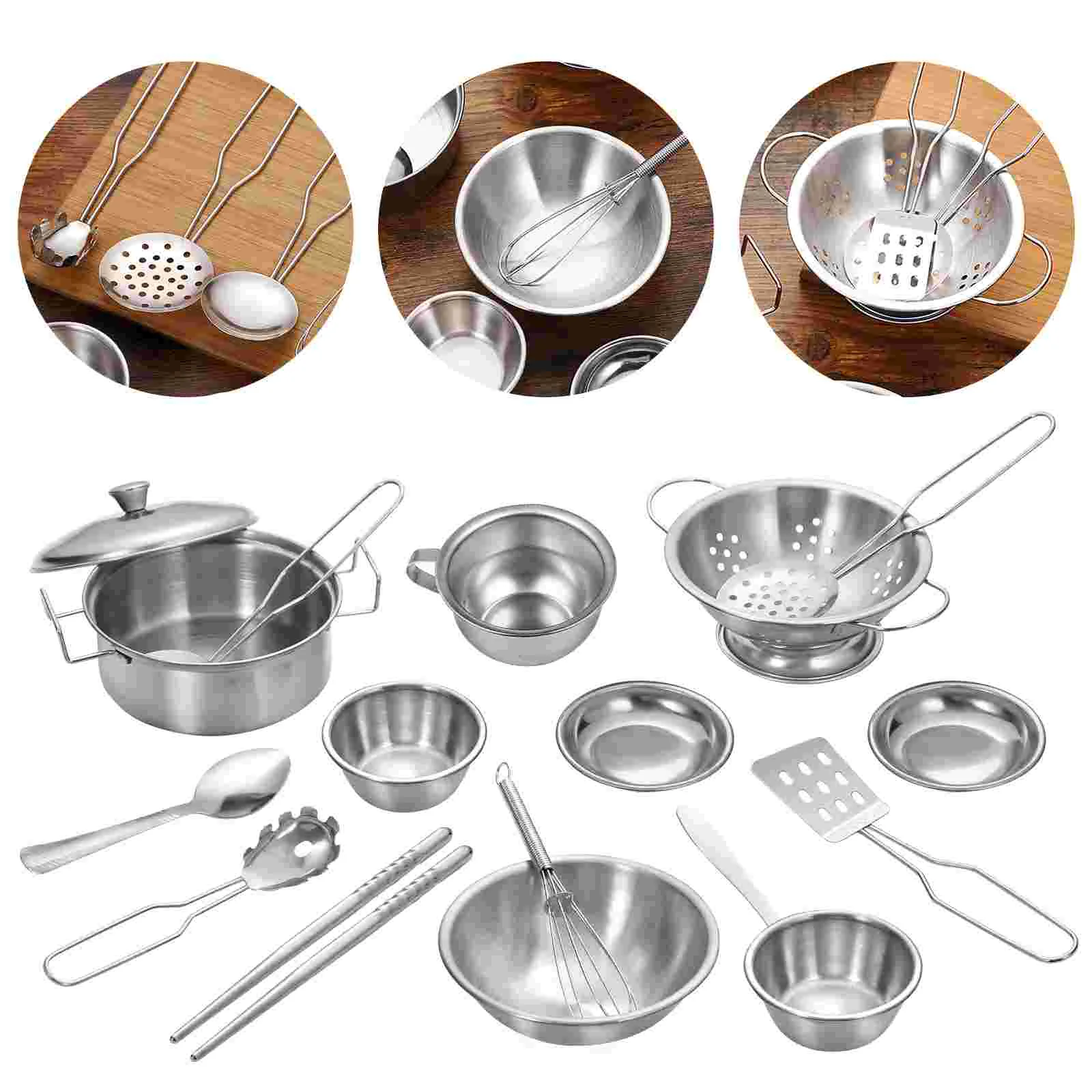 Stainless Steel Cookware Pots Pans Kids Children’S Toy For Girls Mini Pretend Kitchen Toys, Super Shatterproof Tableware 5