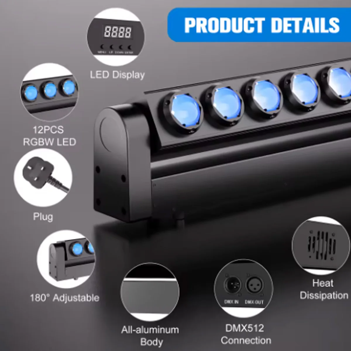 4In1 RGBW Beam Led Control Moving Head Scan Light Dmx512 Dj Mobile Lights For B