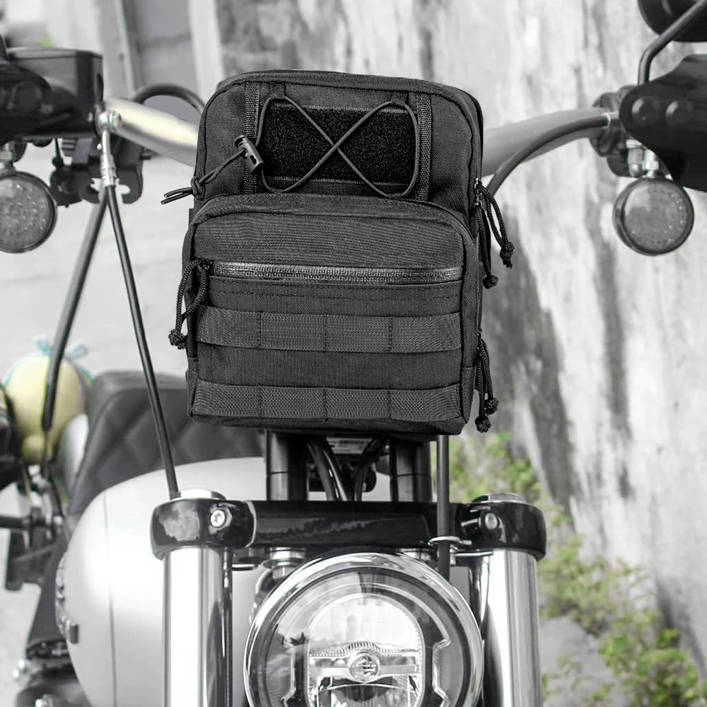 Universal Motorcycle Handlebar Front Storage Bag with T-Bar Club Style Design