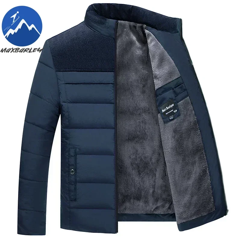 Parkas épais en peluche pour hommes, veste à col montant, manteau Parker chaud et épais avec fermeture éclair, pardessus rembourré pour hommes, hiver