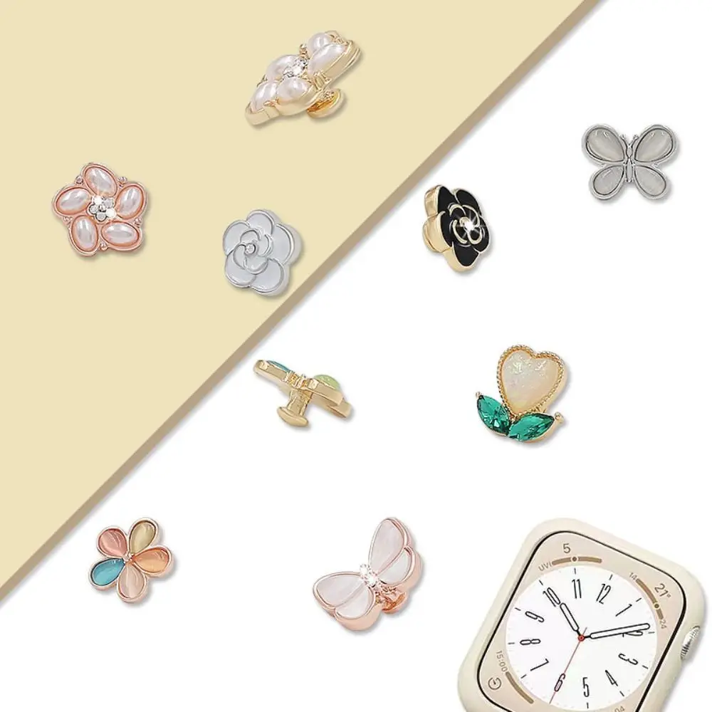 Elegant Diamond-Inspired Watch Band Charms and Brooch Accents