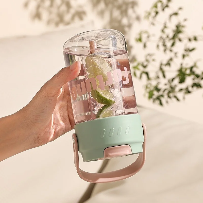 대용량 빨대 물컵, 스포츠 물병, 고가 야외 캠핑 식수 도구, 카와이 여름 물컵, 600ml, 1 개