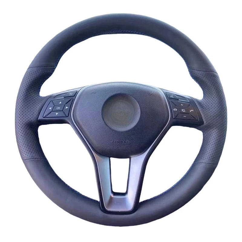 Schwarzer Leder-Lenkradbezug für Mercedes Benz W176 W246 A-Klasse C-Klasse W204 C117 C218 X218 W212 C207 A207 X156