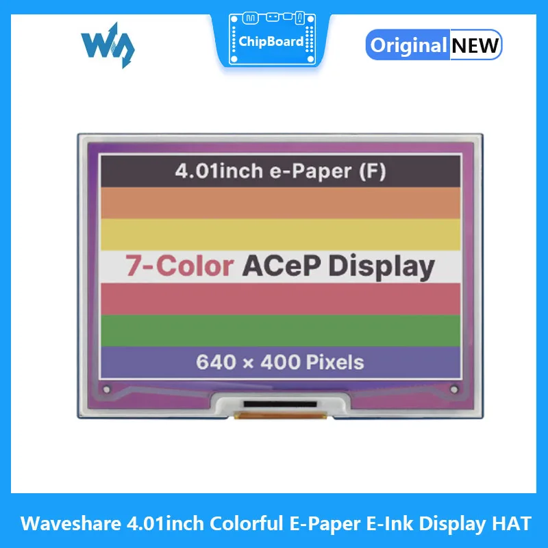 Cappello Display E-Ink Waveshare 4.01 Pollici Colorato E-Paper Per Raspberry Pi, 640X400 Pixel, Acep 7 Colori, Interfaccia Spi