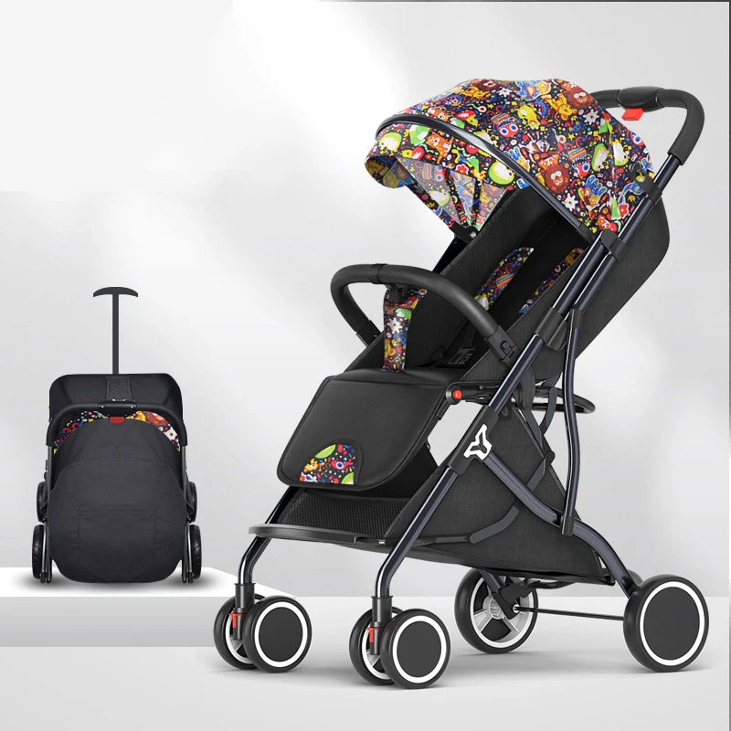 Baby Stroller Can Sit And Lie Four wheel Trolley Cart Portable Folding Baby Carriage Lightweight Travel Pram 0-3 years old