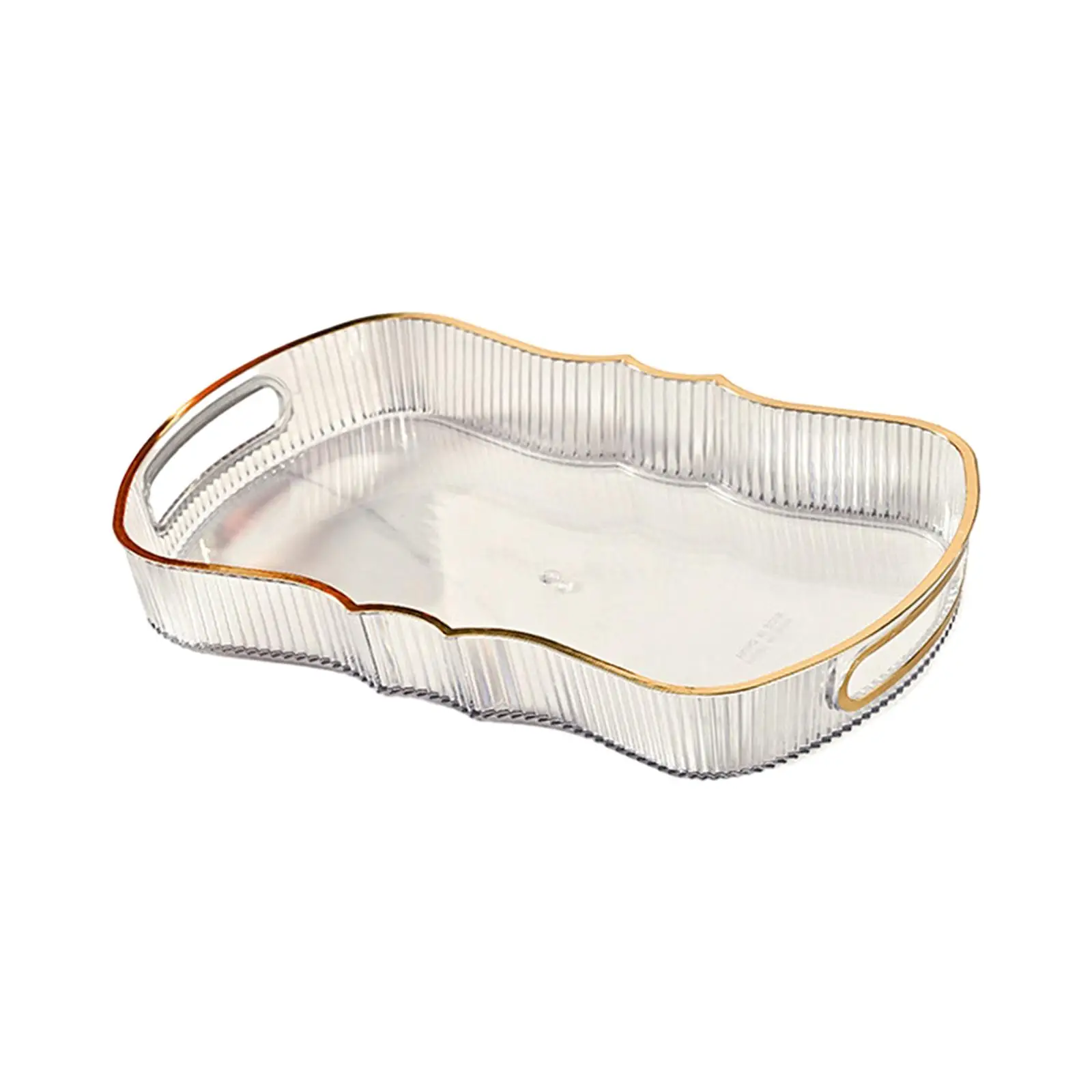 Acrylic Serving Tray Handle Jewelry Perfume Cosmetics Holder Home Kitchen Living Room Office