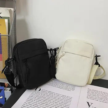⁦Canvas Women's Crossbody Bag Trend 2023 Oxford Shoulder Handbag Korean Solid Color Student Phone Bag Simple Shopper Bags Purse⁩ – תמונה ⁦3⁩