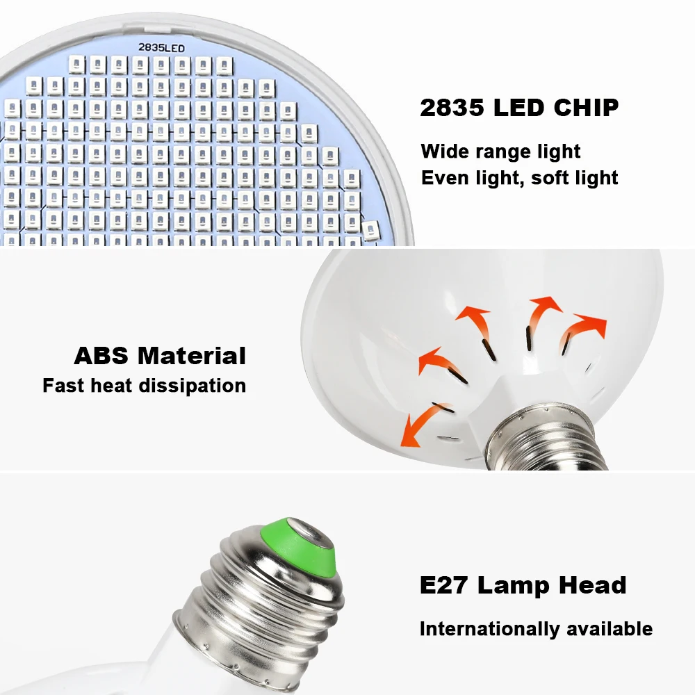 E27 Full Spectrum LED Grow Light Phytolamp For Plants Hydroponic AC 220V Plant Lamp For Indoor Seedlings Flower Fitolampy Grow
