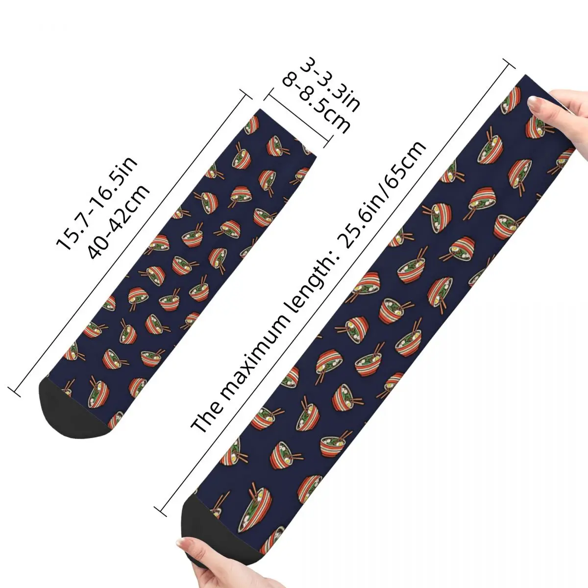 Ramen Bowl Pattern In Dark Blue Adult Socks,Unisex socks,men Socks women Socks