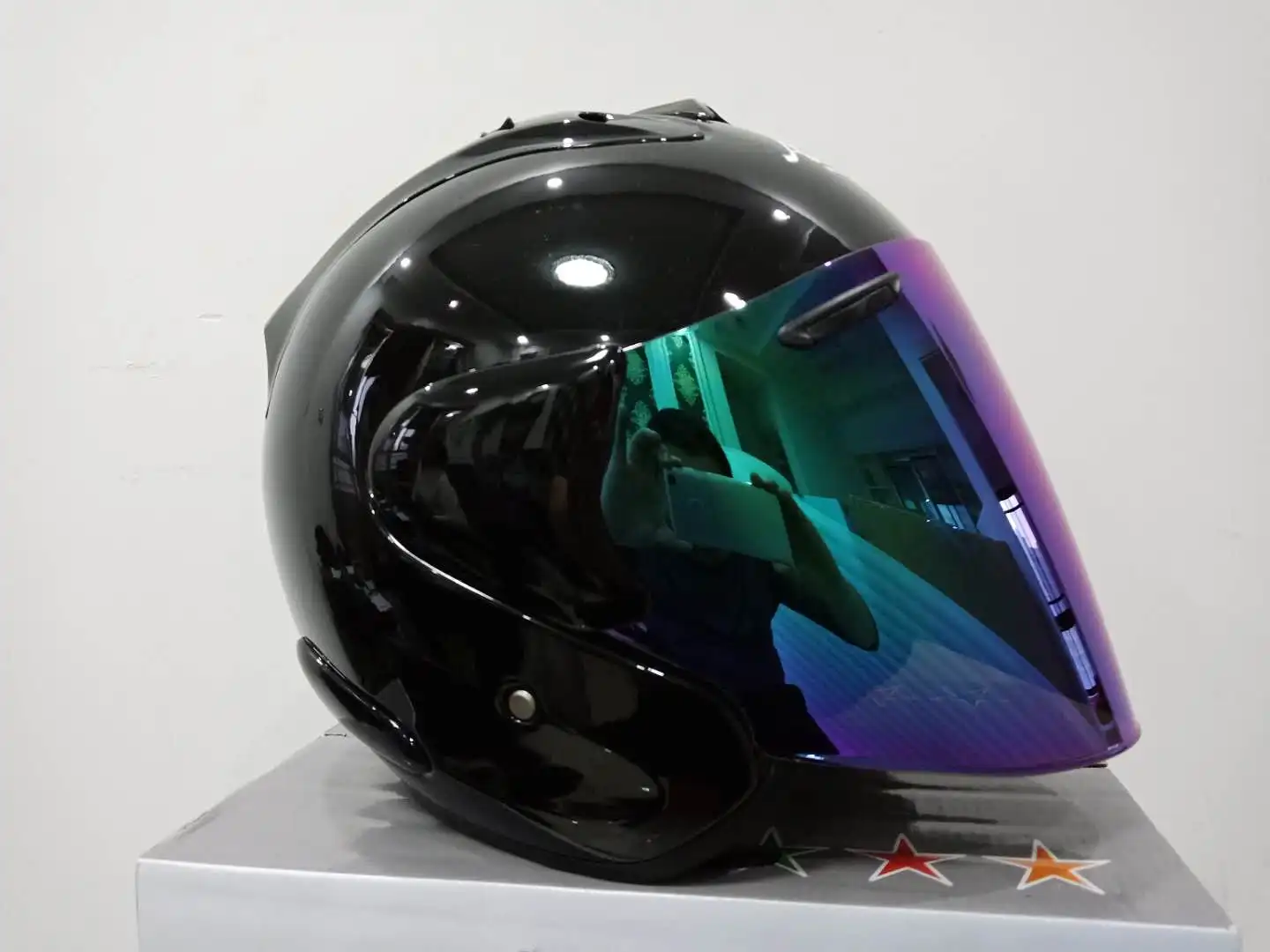 

3/4 Helmet Half Black Half Open Face Motorcycle Helmet Half Black Helmet Open Face Helmet Casque Motocross Helmet
