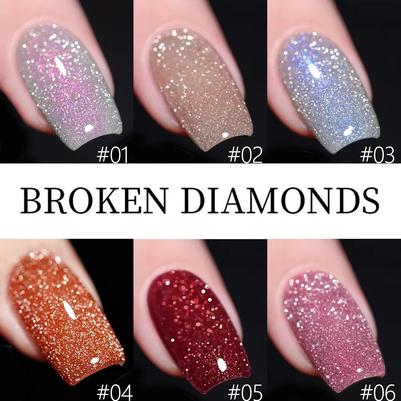 10ML 1-12 Stück Roter Nagellack mit Zerkleinerten Diamanten, Weißer Glitzer-Nagellack mit Hoher Dichte – Detail 37