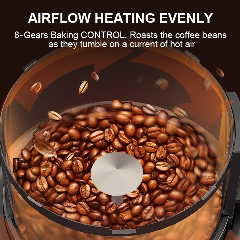 100-120V Coffee Bean Roaster 80-100g No Smoke Coffee Beans Baking Roasting Machine Air Roaster Beans with US Plug 1400W