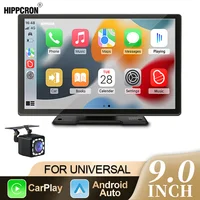 Hipppcron 9 "Radio de voiture Portable lecteur vidéo multimédia sans fil CarPlay et Android Auto IPS écran tactile BT USB TF entrée AUX 1