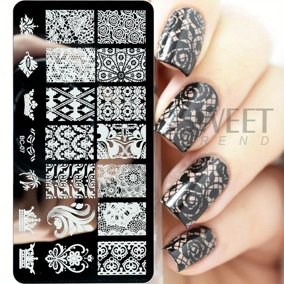Description Picture 5 of item5 Sheets Lace Flowers Nail Stamping Plates Mandala Geometric Nail Art Stamp Templates Polish Printing Stencils Manicure Tools