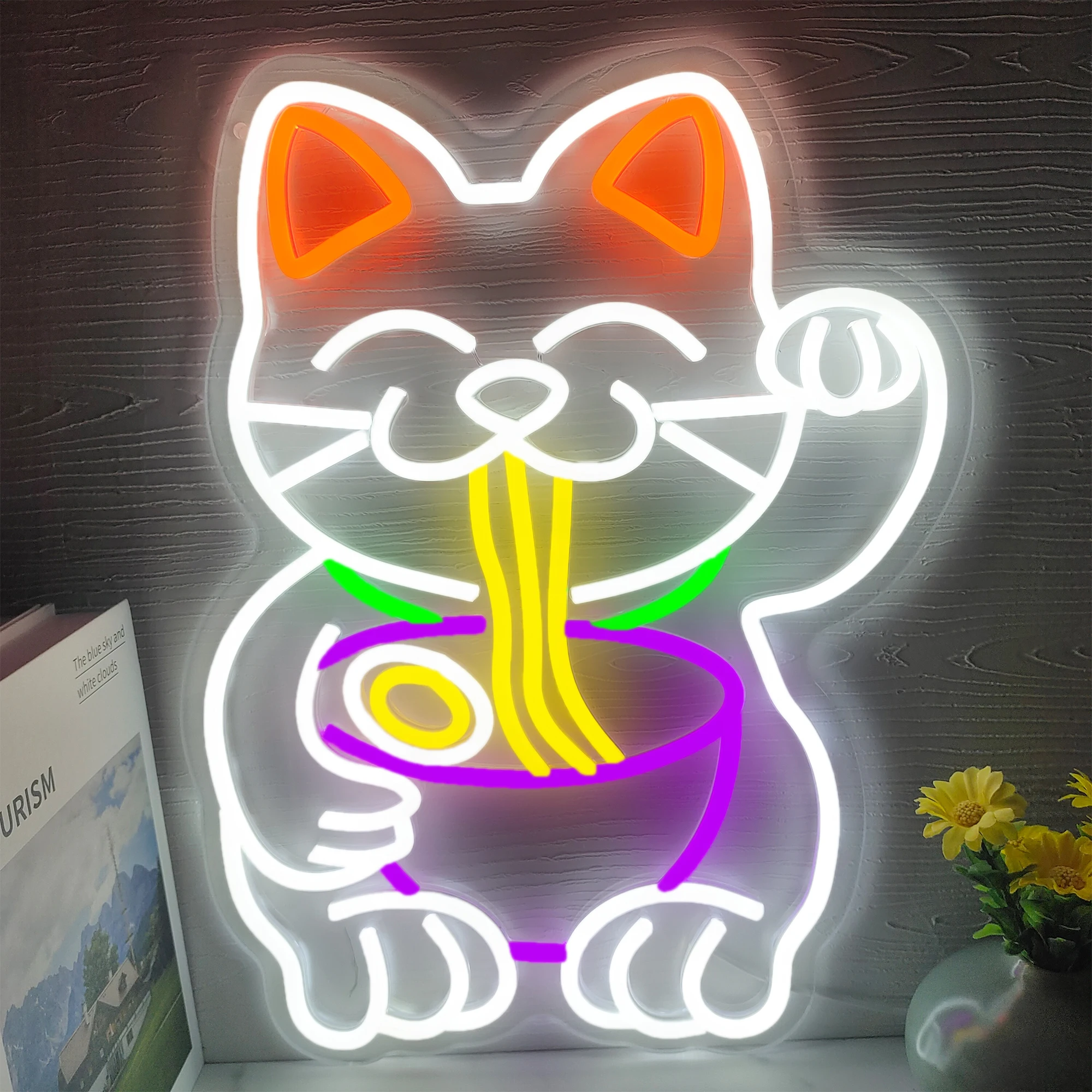 

Lucky Cat Custom Neon Sign Home Room Personalized Design LED Light Bedroom Store Ramen Japanese Wall Decor Business Signs