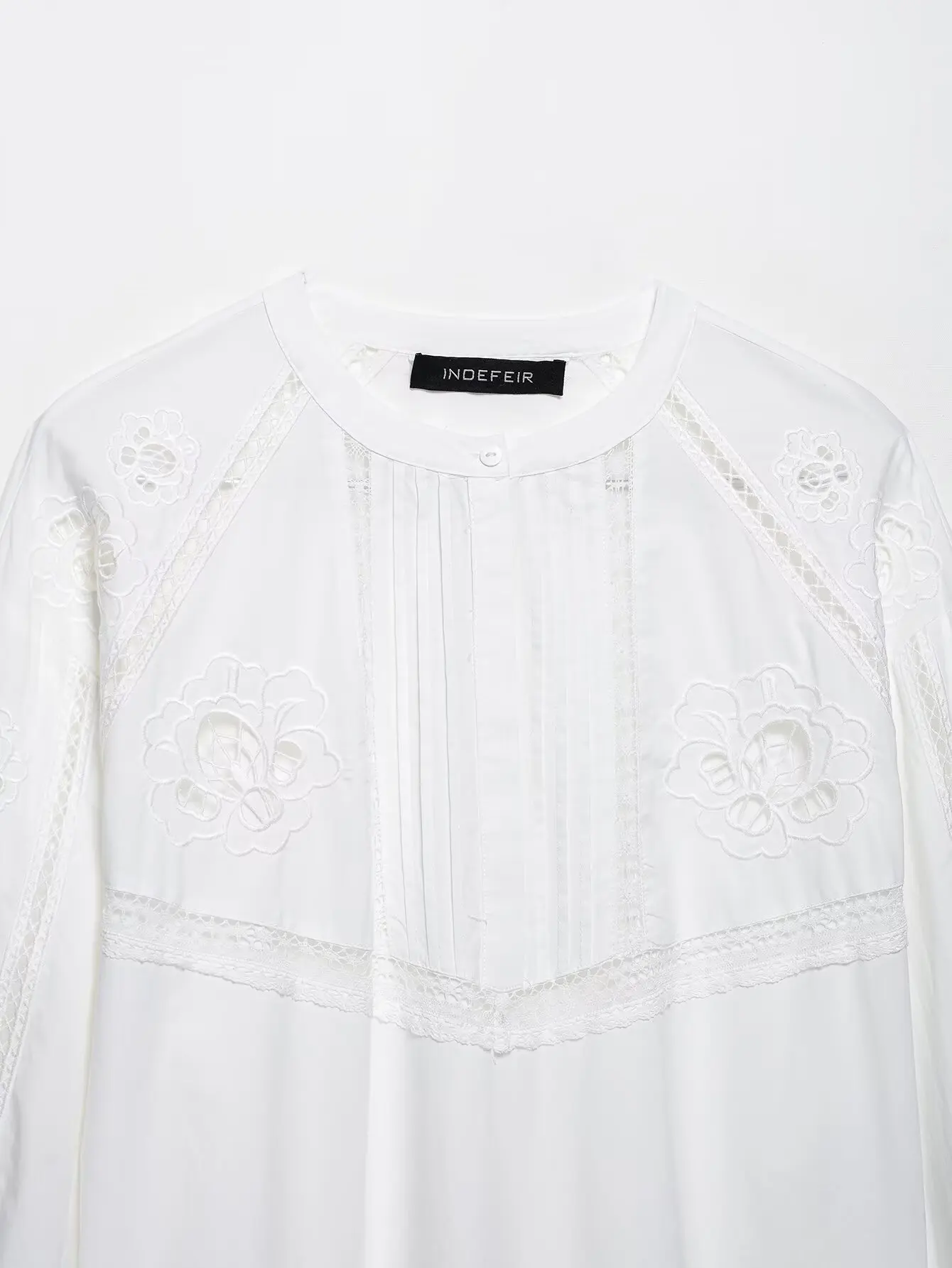 TRAFZA المرأة أنيقة مطرزة مجموعة بيضاء مجموعة تي ش...