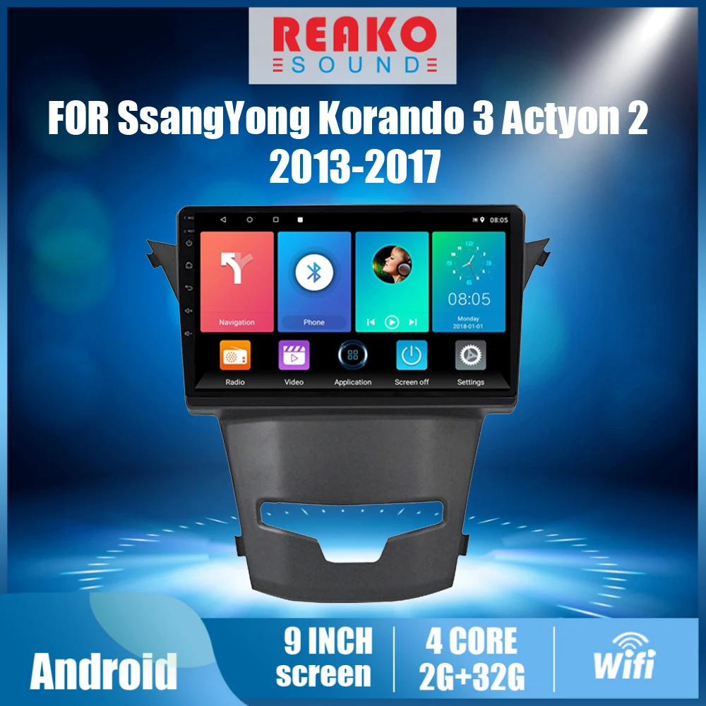 Автомобильный мультимедийный стерео проигрыватель Carplay 2 Din на Android 4G для Ssangyong