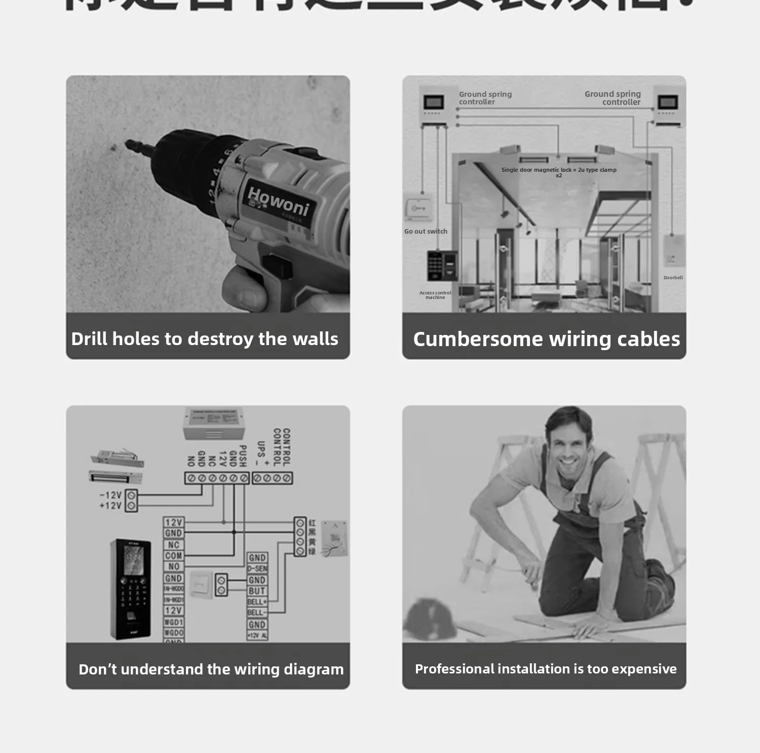 wireless access control system, wire-free card and password integrated machine,