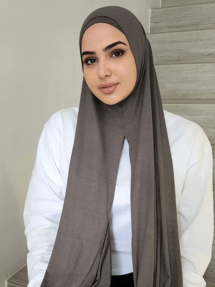 Szalik w hidżabie w muzułmanki Premium bawełna dżersejowa rozciągliwy prostokątny Tudung bez żelaza paszmina