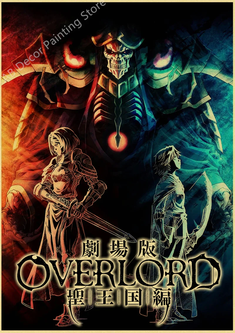 Retro overlord iv temporada 4 anime posters ainz albedo kraft impressão de  papel vintage casa sala