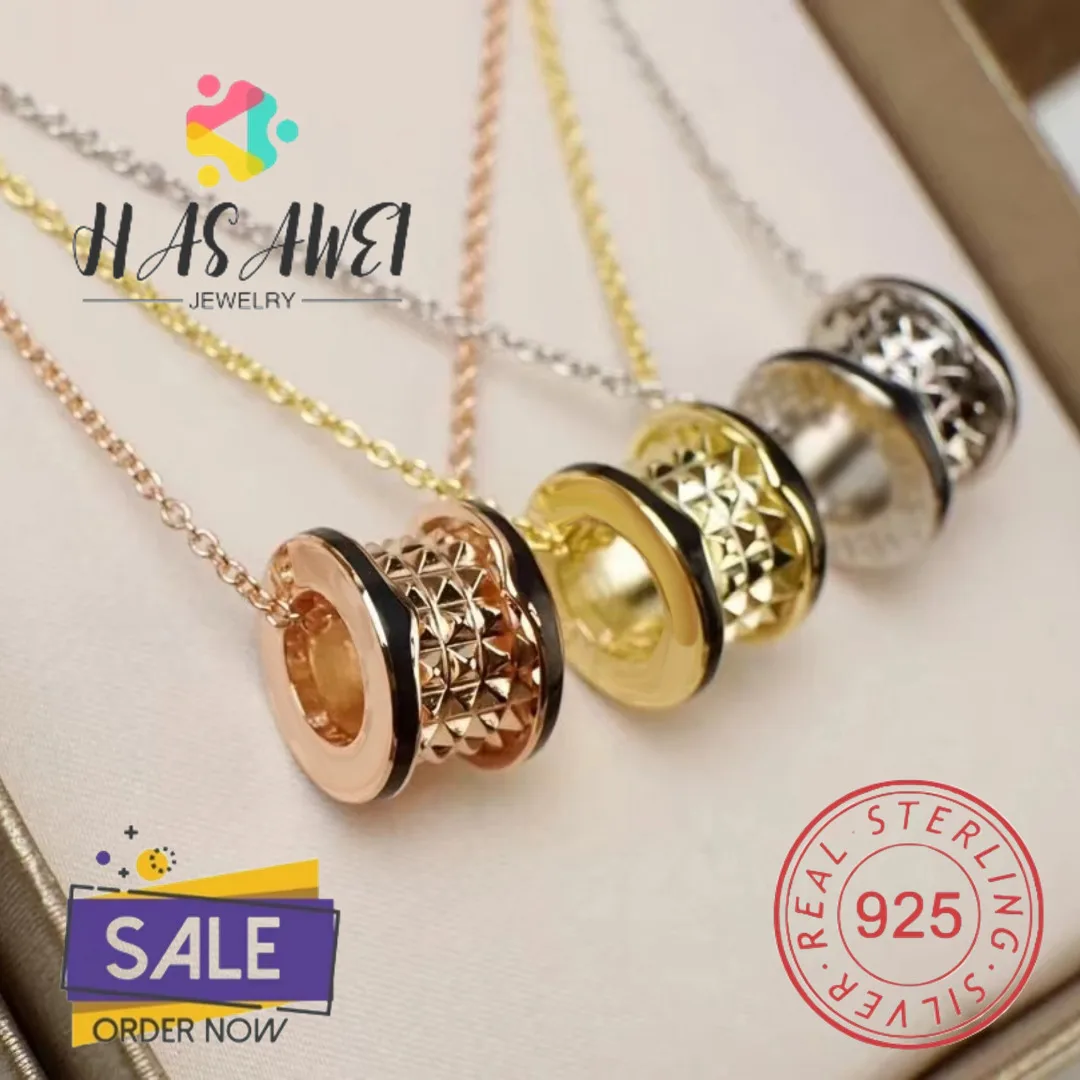 

1: 1 Customization BLV Hot Selling s925 Pure Silver Ceramic Rivet Women's Pendant Necklace Fashionable and Trendy Design