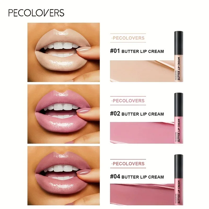 1PC Butter Silky Lip Gloss Hydrating Liquid Lipstick Pink Red Tones Long Lasting Lipgloss 4