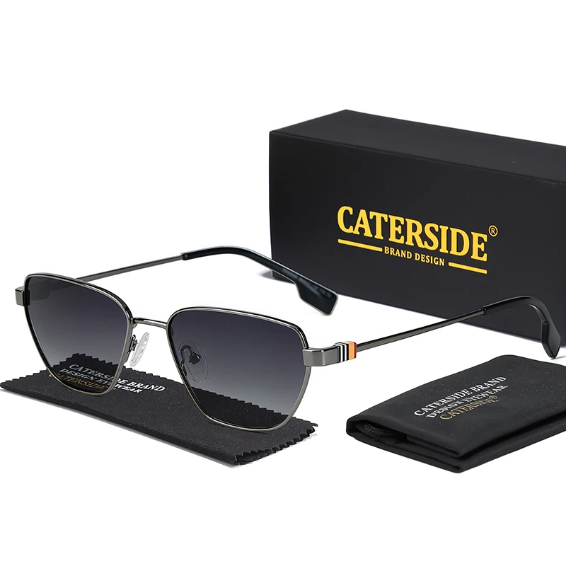CATERSIDE Neue polarisierte Sonnenbrille für Damen, polygonaler kleiner Rahmen, Punk-UV-Schutz, Damen-Sonnenbrille, Fahren, Angeln, Reisen – Detail 9
