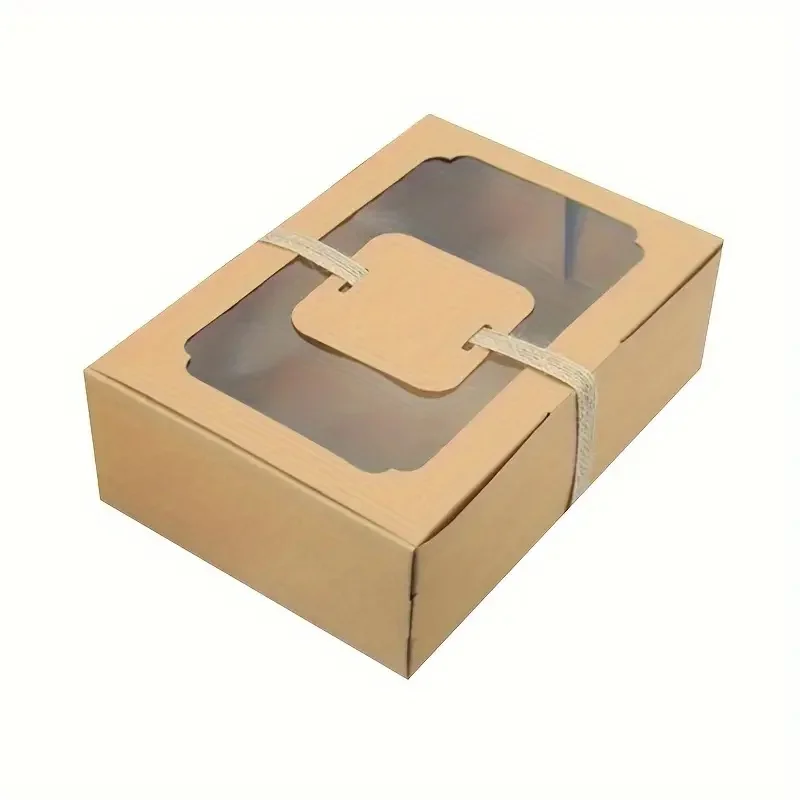 5/10 Stück, neue große Kraftpapier-Box, Geschenkbox für Kekse, Süßigkeiten, Kuchen, PVC, transparentes Fenster, Geburtstag, Weihnachten, Geschenk, Partyzubehör