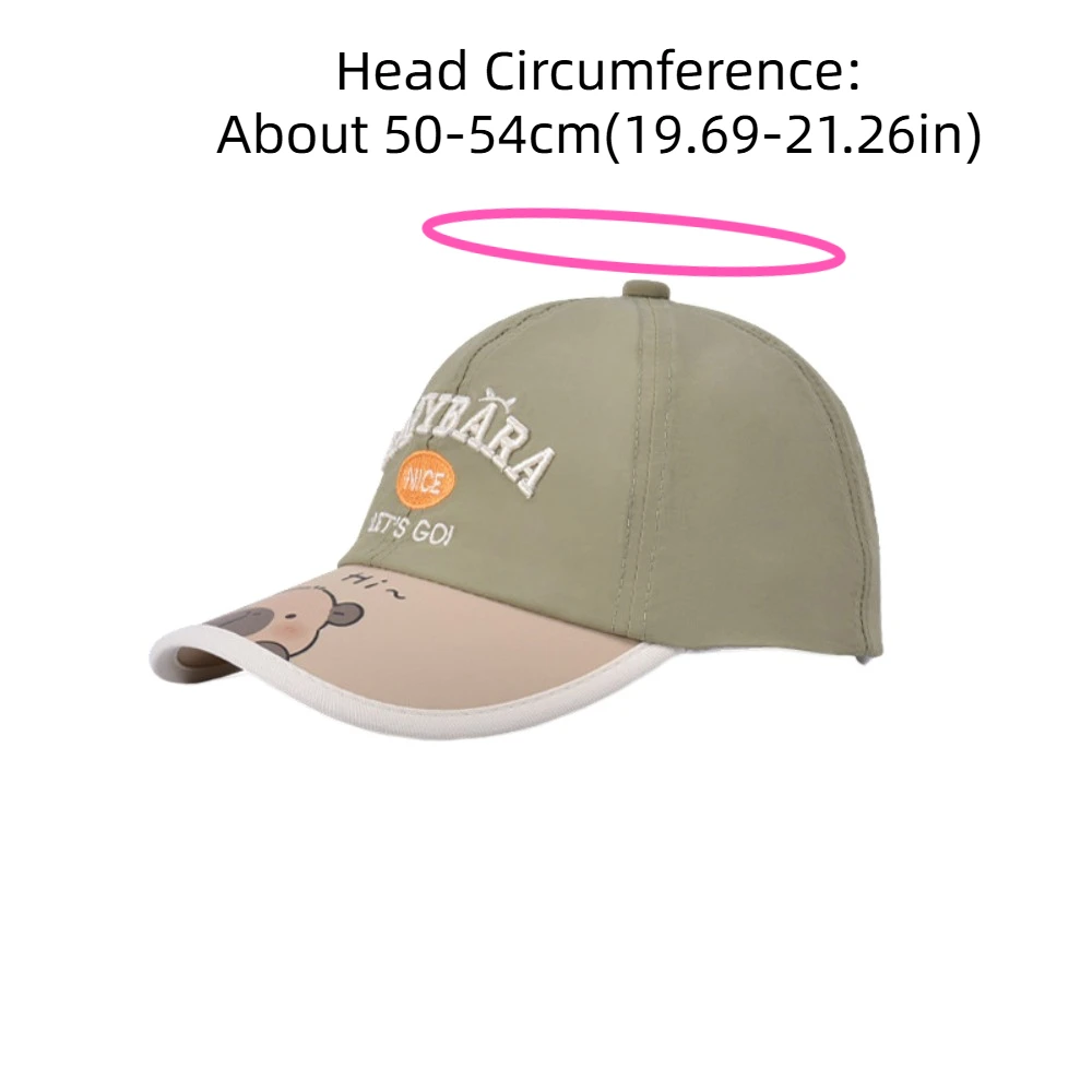 Breathable Capybara Baseball Hat Thin Cotton Children Peaked Cap Korean Style Anti-Splash Water Cartoon Sunshade Hat Versatile