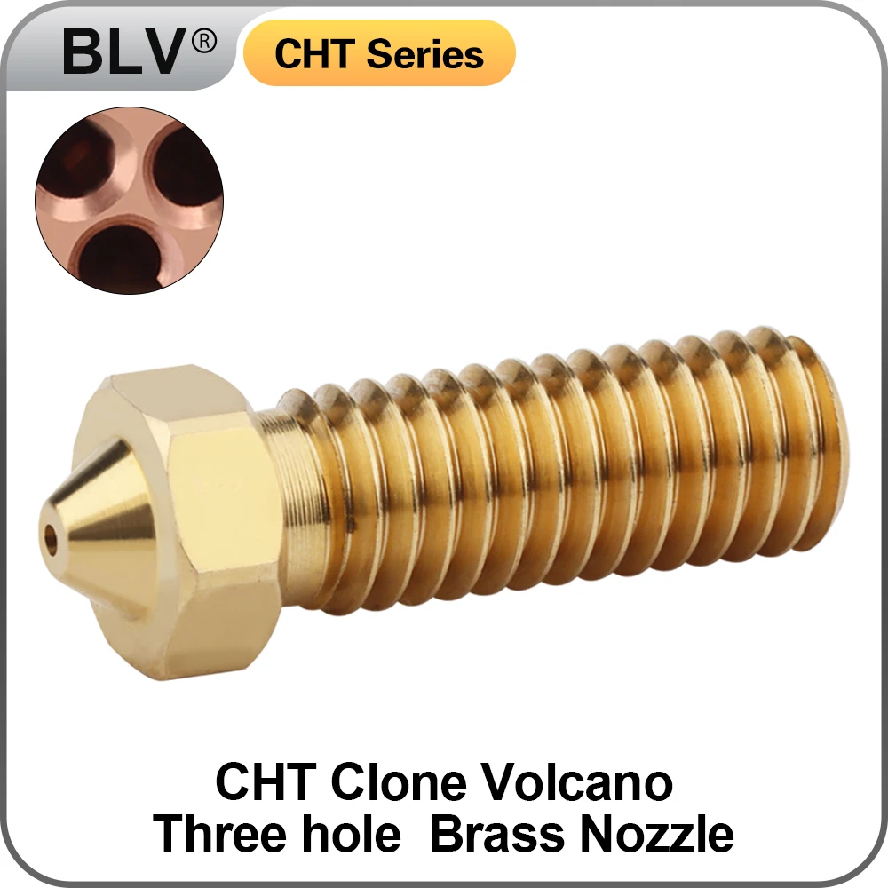 

BLV®Латунная насадка с тремя отверстиями, большой поток, насадка для Volcano hotend RAPIDO HOTEND UHF CHC PRO VORON DRAGON CHCB-V