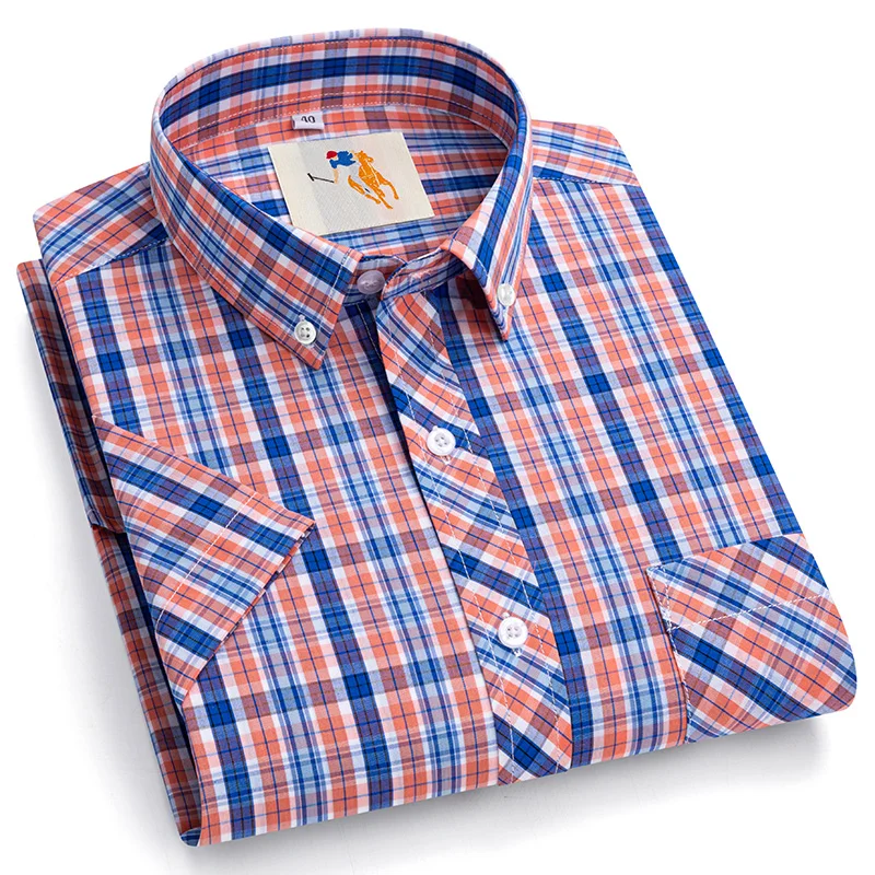 New in shirt plus size 8xl Fashion korean cotton short sleeve shirts for men slim fit formal shirt plaid hawaiian clothes