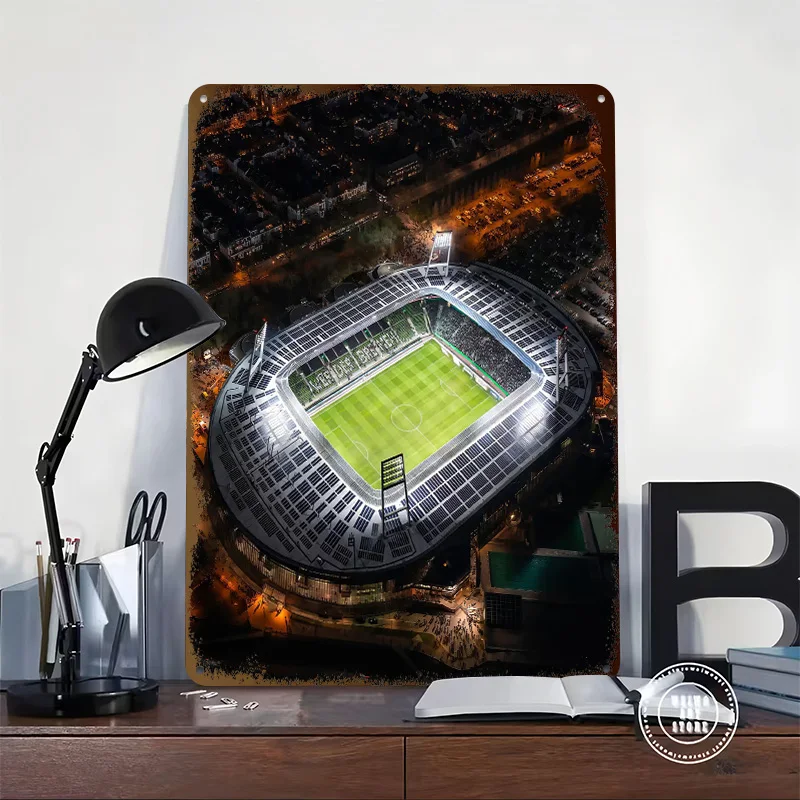 Weserstadion Bei Nacht 맞춤형 3D 질감 금속 포스터 벽 예술 빈티지 주석 표지판 장 침실 액세서리 하우스