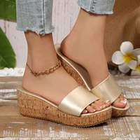 Femmes sandales à talons compensés été mode plate-forme pantoufles Peep orteil Super talons hauts sandales femmes Sexy Mules chaussures Zapatos De Mujer 2