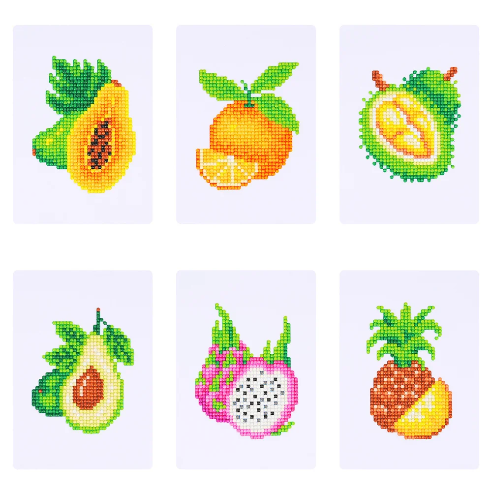 Diamond Painting Painting Set 6pcs/set Diamond Painting Cartoon Mosaic Fruit Avocados Handmade Gift Wall Home Decoration