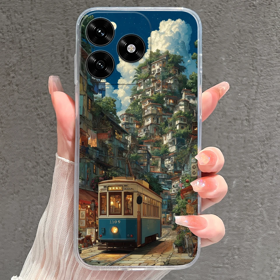Cartoon Frog & Pig Transparent Protective Phone Case