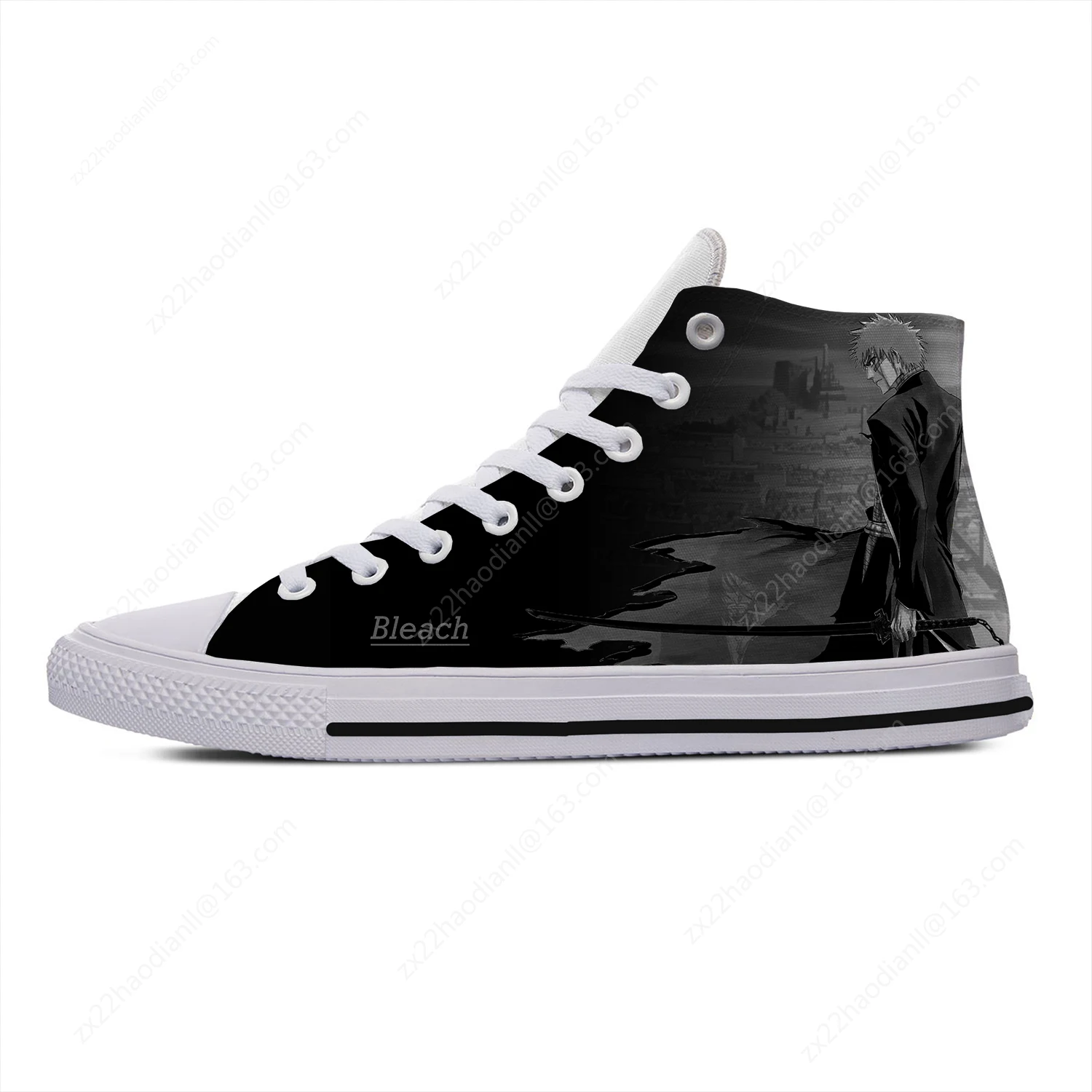 Hot Anime Bleach Pattern Lightweight Cloth 3D Print Funny Fashion High Top Canvas Shoes Mens Womens Casual Breathable Sneakers