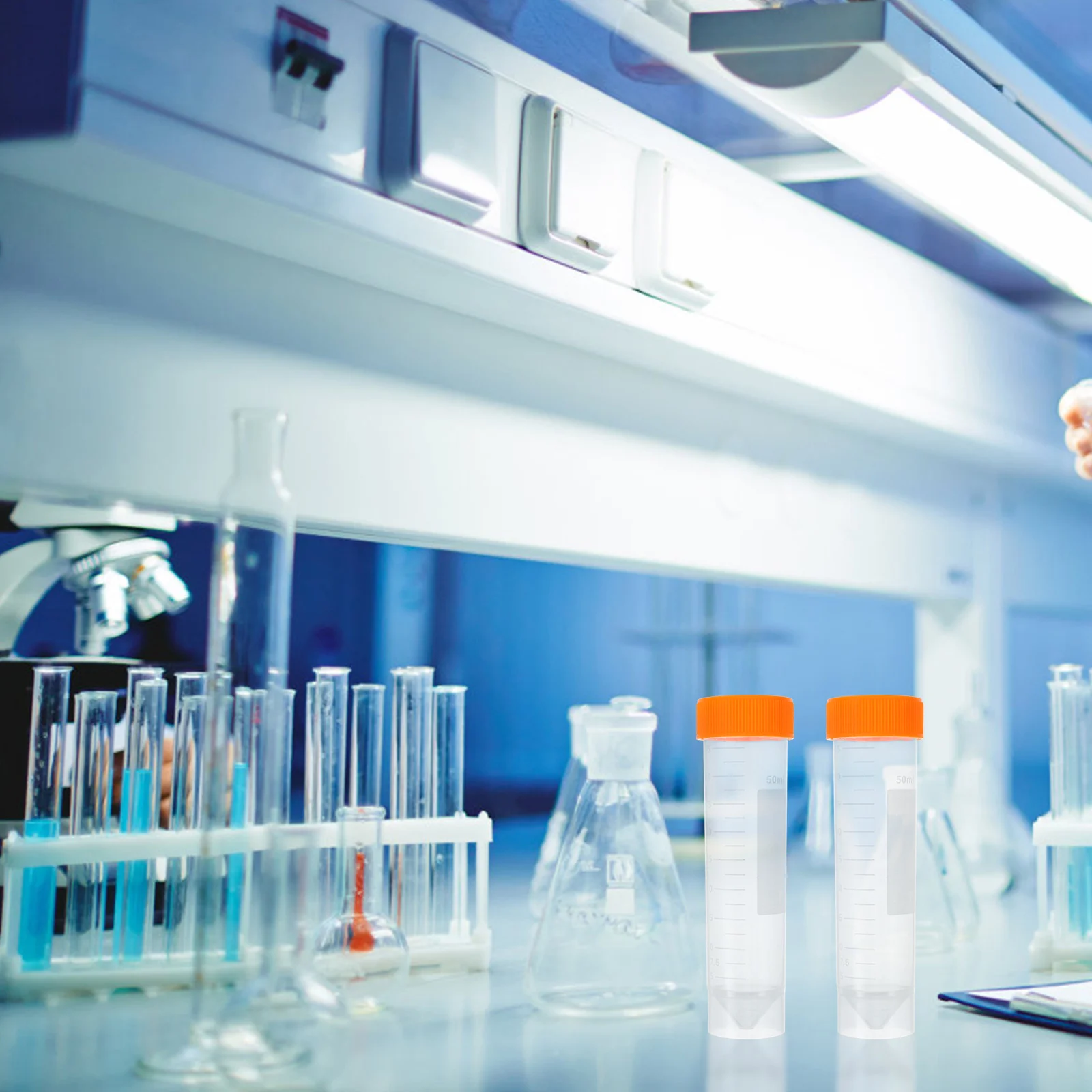 50 Pcs Test Tube Tubes for Plasma of Ml Laboratory Micro Flat Bottom 50ml Screw Port Scale Injection Screw Port Centrifuge Tube 