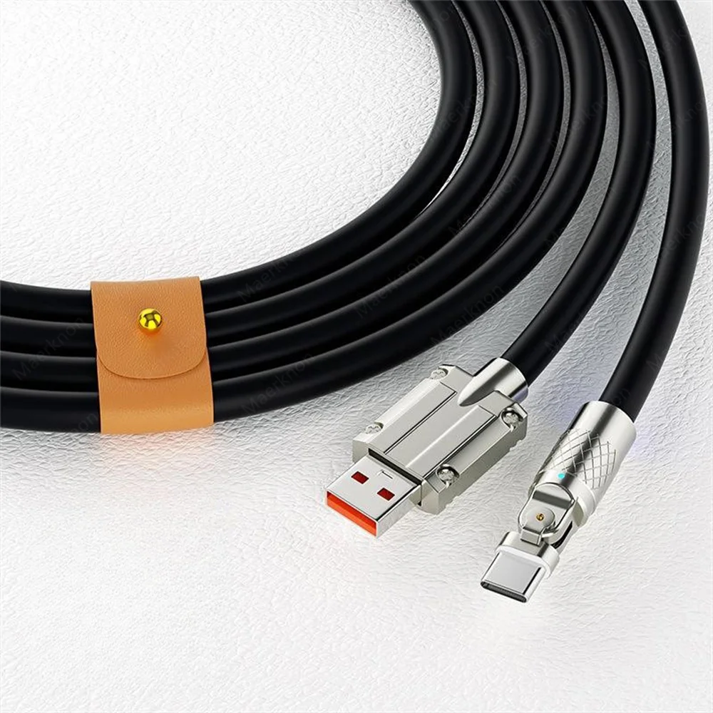 120W 7A USB Type C Cable 180 Degree Rotation Elbow Fast Charging Cable For iPhon