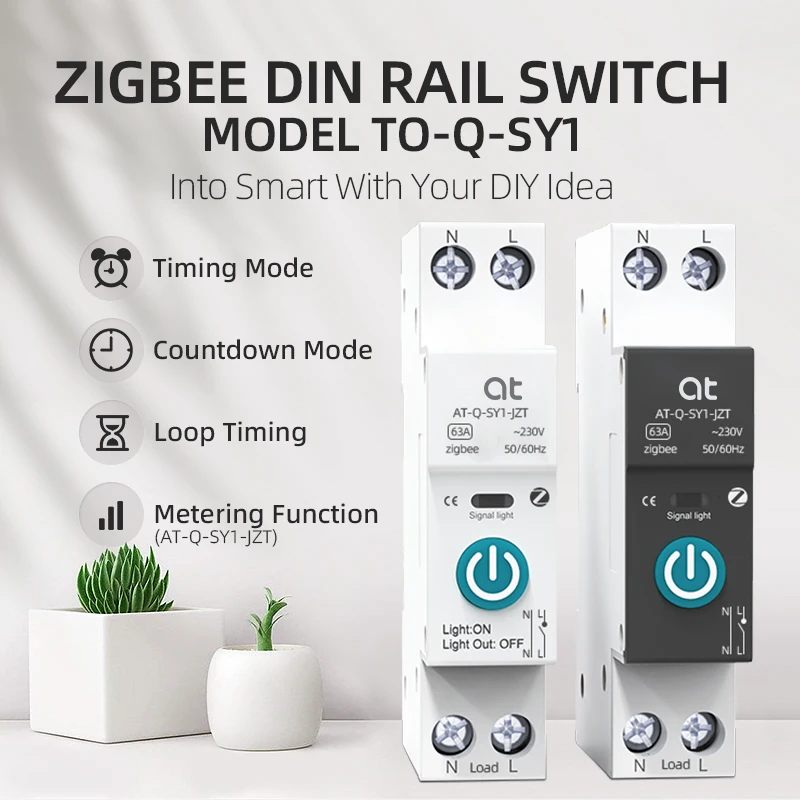 TUYA ZigBee With Metering Smart Circuit Breaker 1P 63A DIN Rail for Smart Home Wireless Remote Control Switch by Life API smart circuit breaker